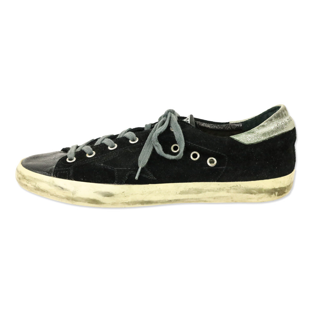 Golden Goose Black Distressed Suede Low Top Sneakers