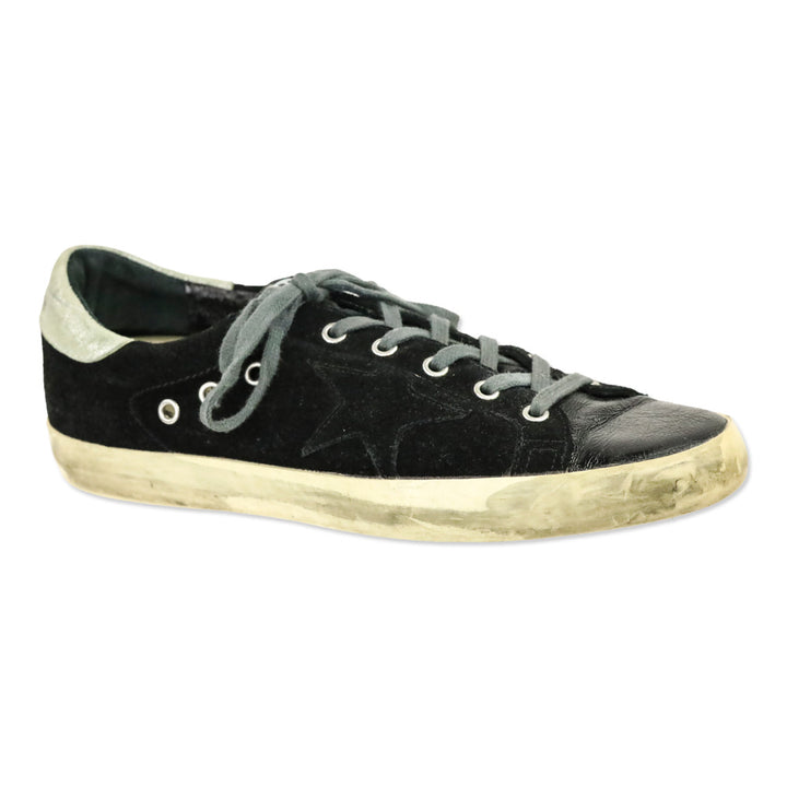 Golden Goose Black Distressed Suede Low Top Sneakers