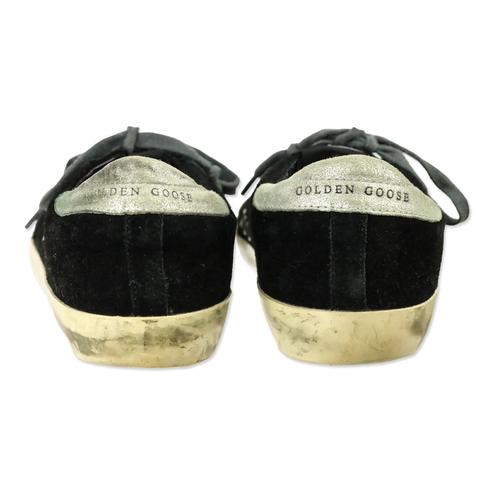 Golden Goose Black Distressed Suede Low Top Sneakers