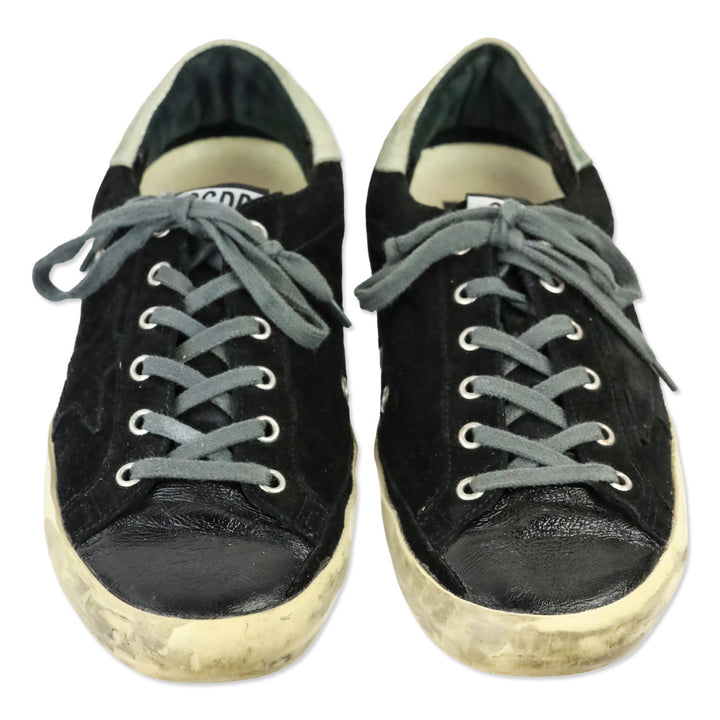 Golden Goose Black Distressed Suede Low Top Sneakers