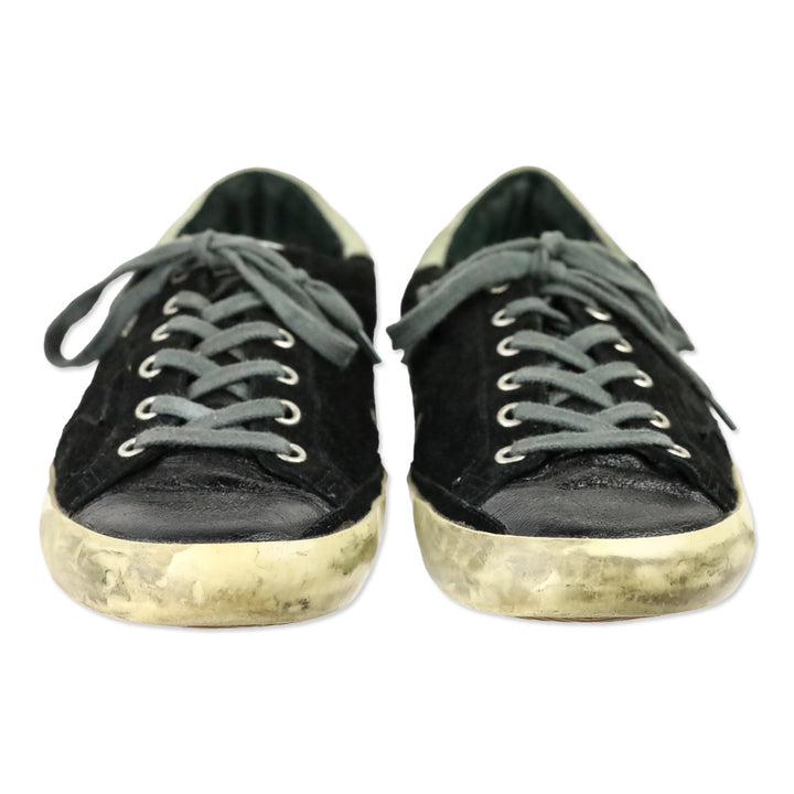 Golden Goose Black Distressed Suede Low Top Sneakers