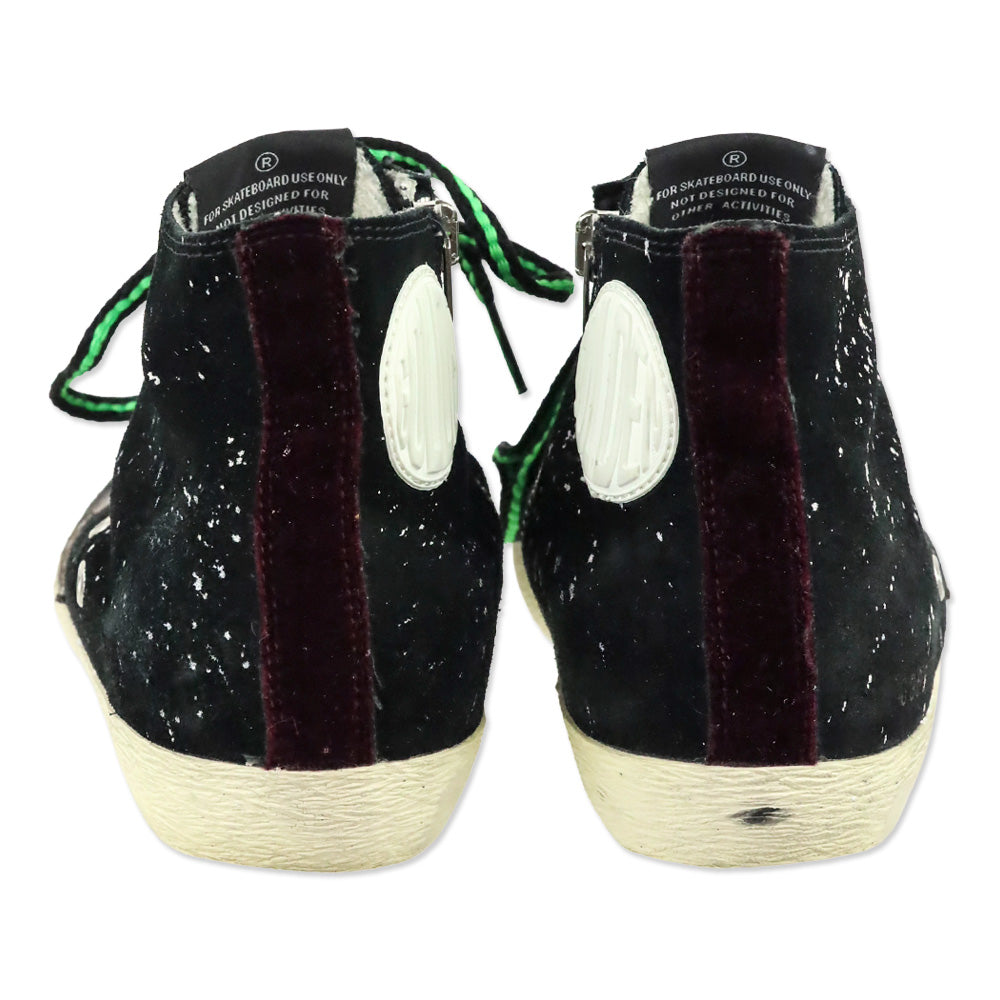 Golden Goose Francy Black Suede Paint Splatter High-Top Sneaker