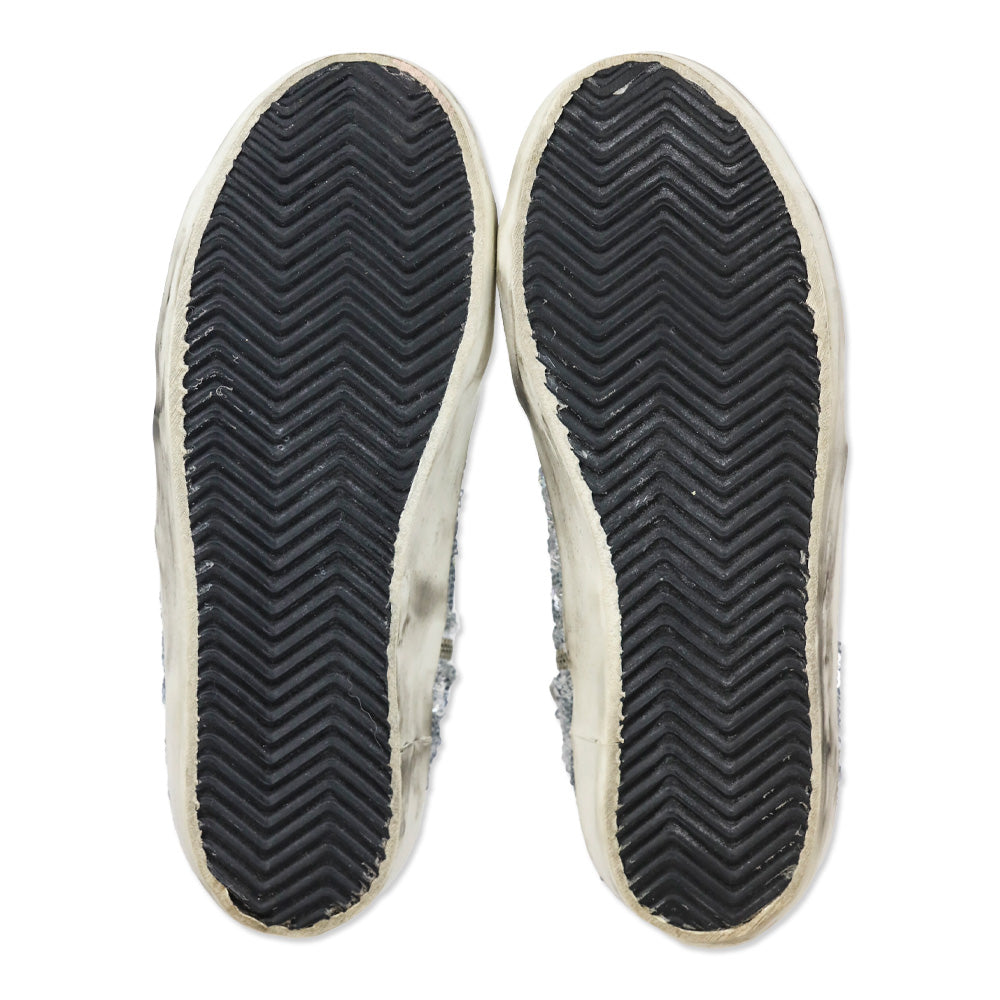Golden Goose Francy Sneakers with silver sequins and leopard print pony skin