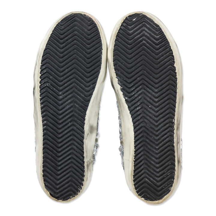 Golden Goose Francy Sneakers with silver sequins and leopard print pony skin