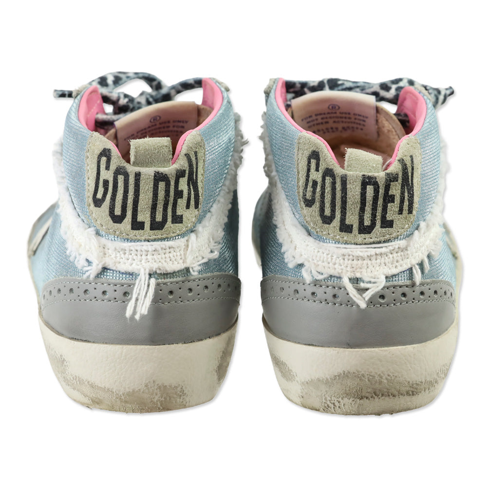Golden Goose Midstar Light Blue Glitter & White Wing-Tip Sneaker