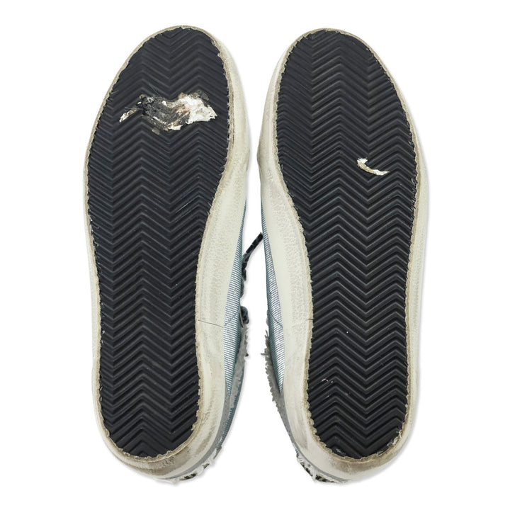 Golden Goose Midstar Light Blue Glitter & White Wing-Tip Sneaker