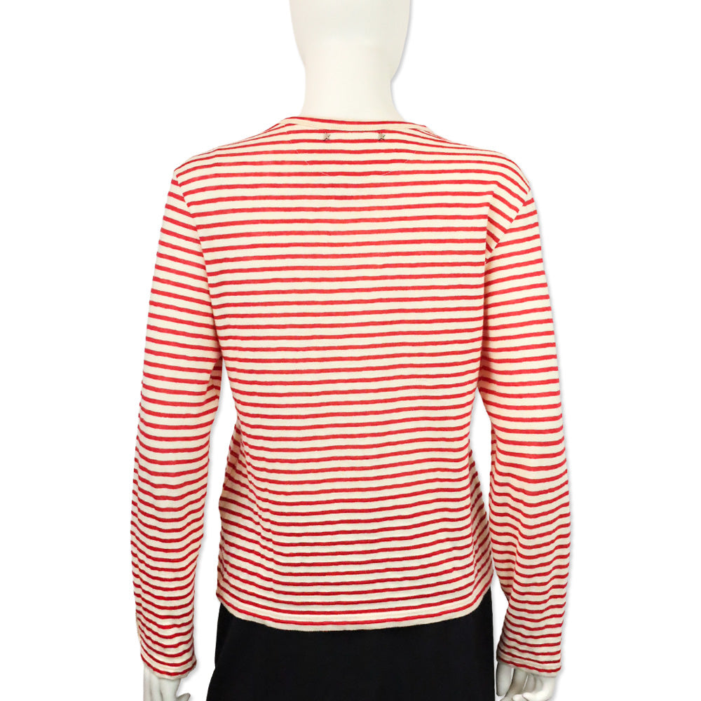 Golden Goose Red & Ecru Striped Embroidered Long-Sleeve Shirt