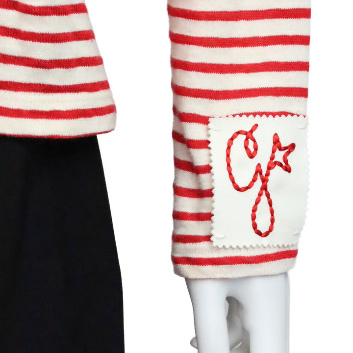 Golden Goose Red & Ecru Striped Embroidered Long-Sleeve Shirt