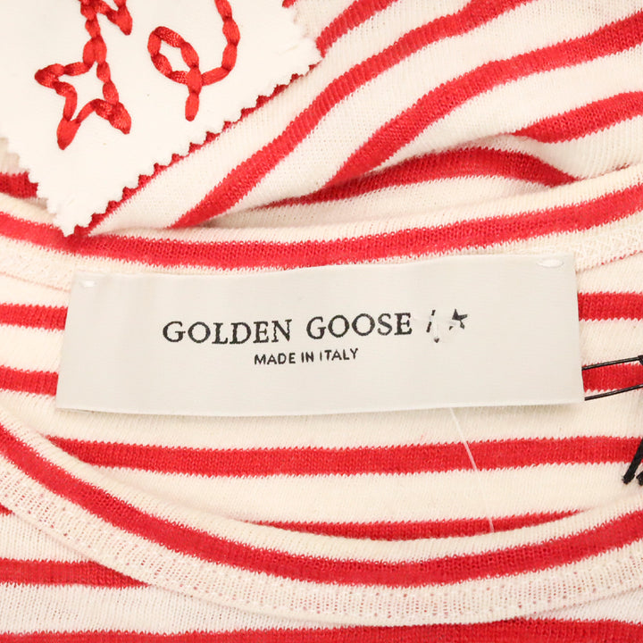 Golden Goose Red & Ecru Striped Embroidered Long-Sleeve Shirt