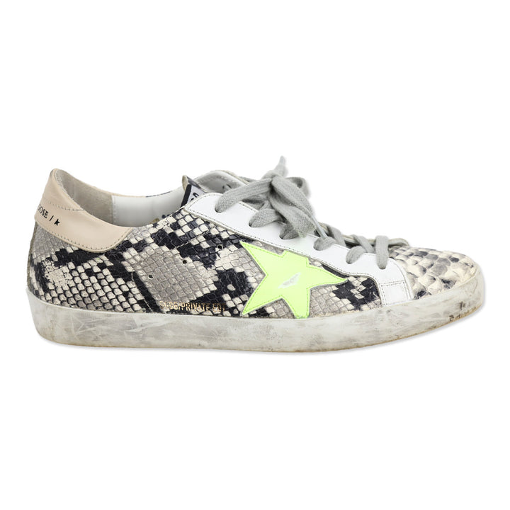 Golden Goose Super-Star Snakeskin Leather Neon Green Star Low Top Sneaker
