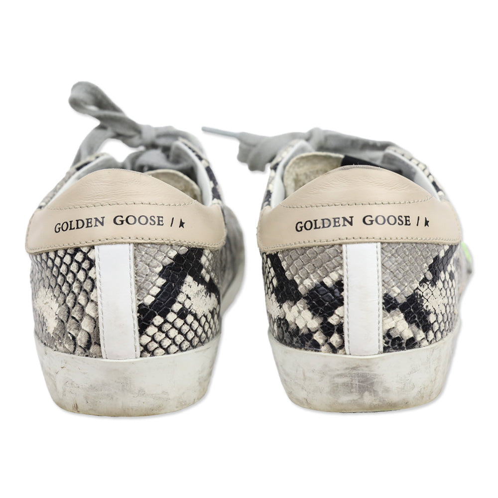 Golden Goose Super-Star Snakeskin Leather Neon Green Star Low Top Sneaker