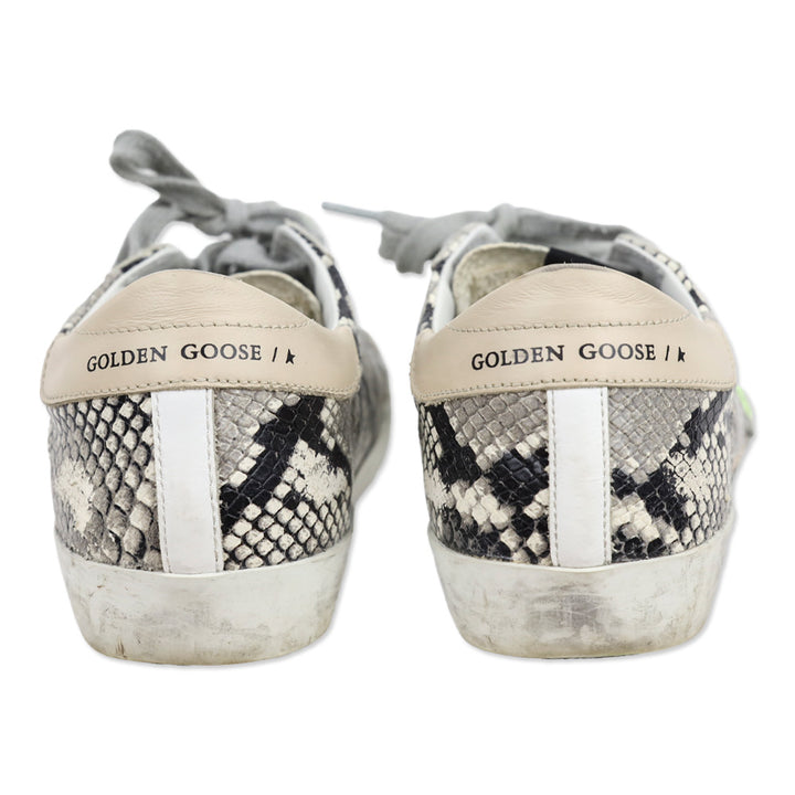 Golden Goose Super-Star Snakeskin Leather Neon Green Star Low Top Sneaker