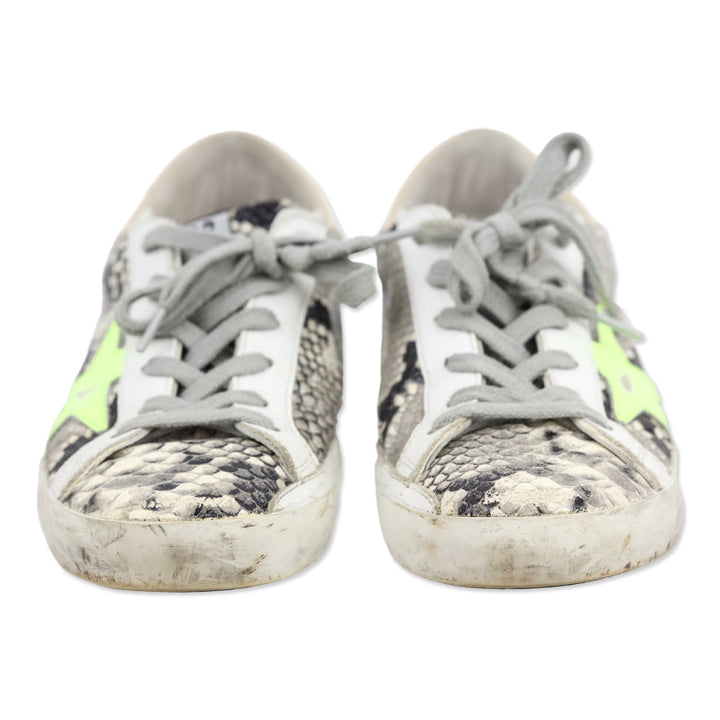 Golden Goose Super-Star Snakeskin Leather Neon Green Star Low Top Sneaker