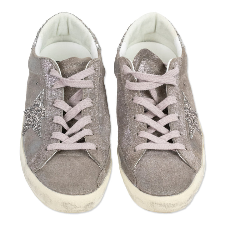 Golden Goose Super Star Purple Suede Glitter Sneakers