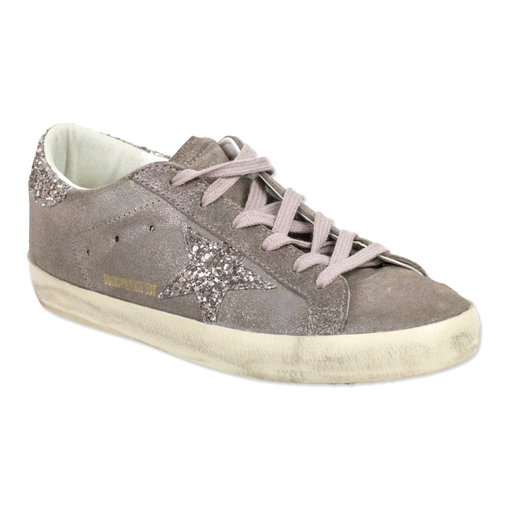 Golden Goose Super Star Purple Suede Glitter Sneakers