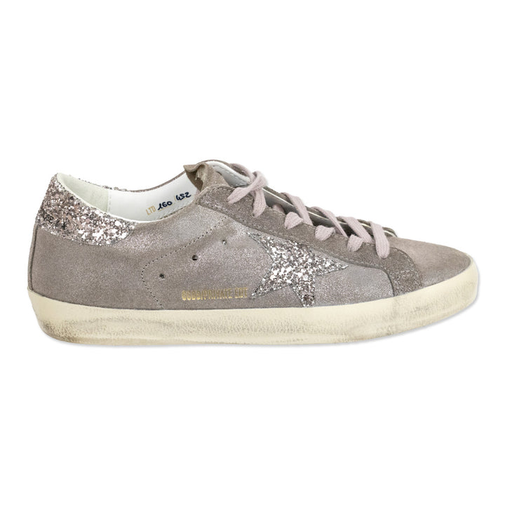 Golden Goose Super Star Purple Suede Glitter Sneakers