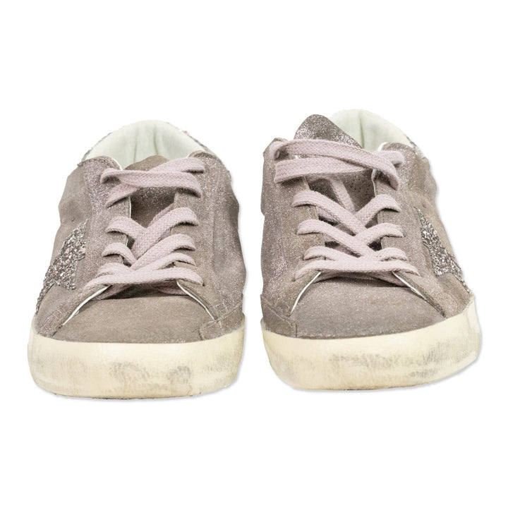 Golden Goose Super Star Purple Suede Glitter Sneakers