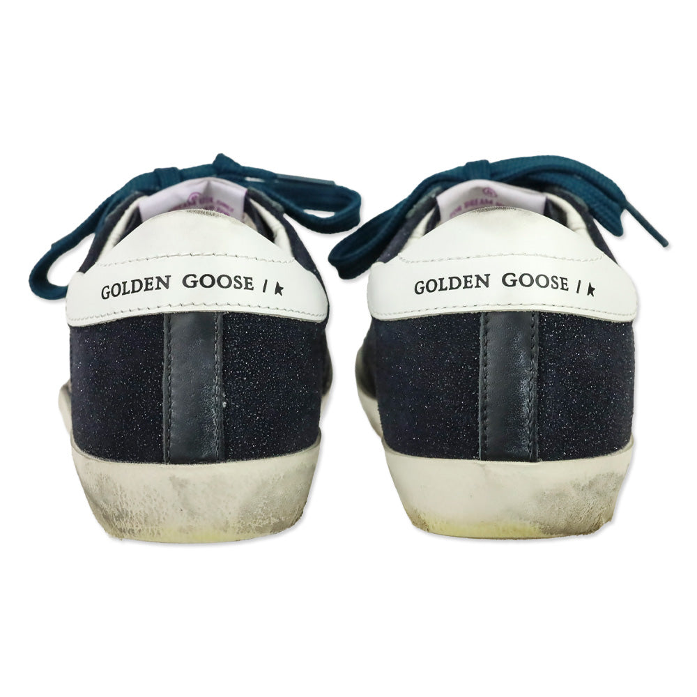 Golden Goose Superstar Black Resined Suede Silver Star Low-Top Sneakers