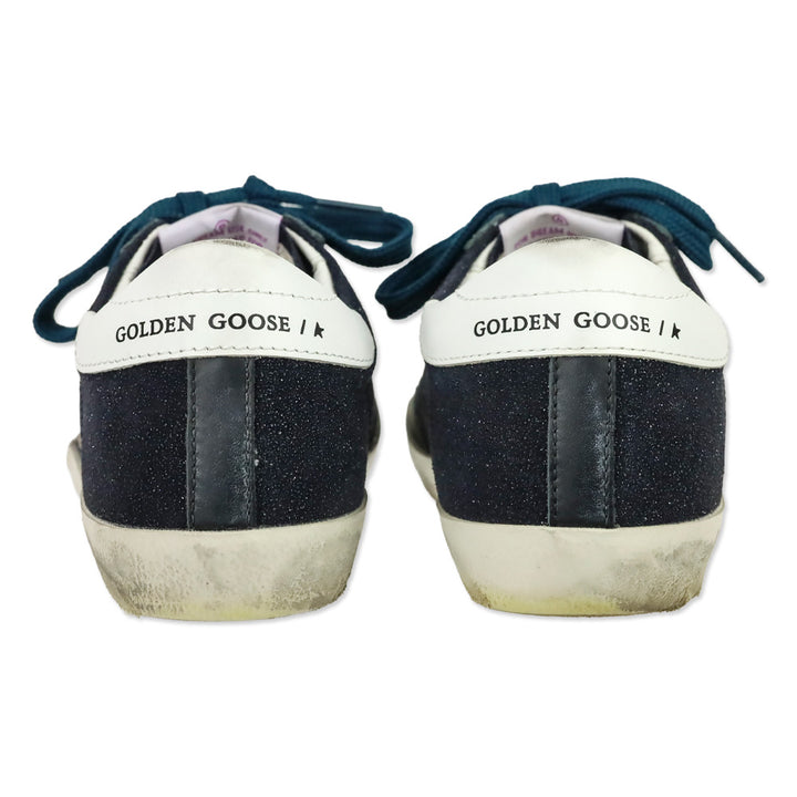 Golden Goose Superstar Black Resined Suede Silver Star Low-Top Sneakers