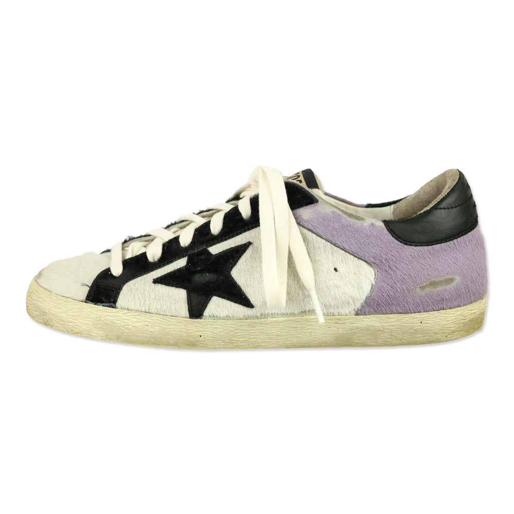 Golden Goose SuperstarPurple/White Leather and Calf Hair Low-top Sneakers