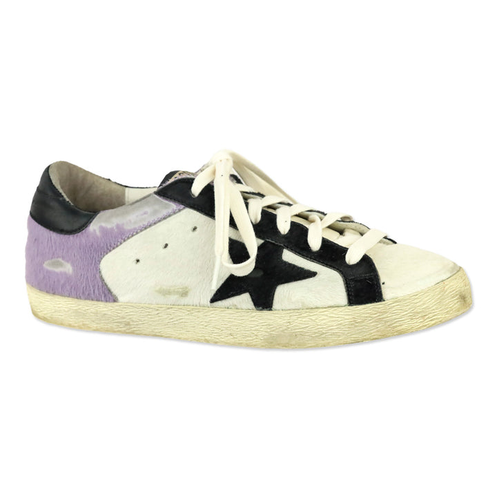 Golden Goose SuperstarPurple/White Leather and Calf Hair Low-top Sneakers