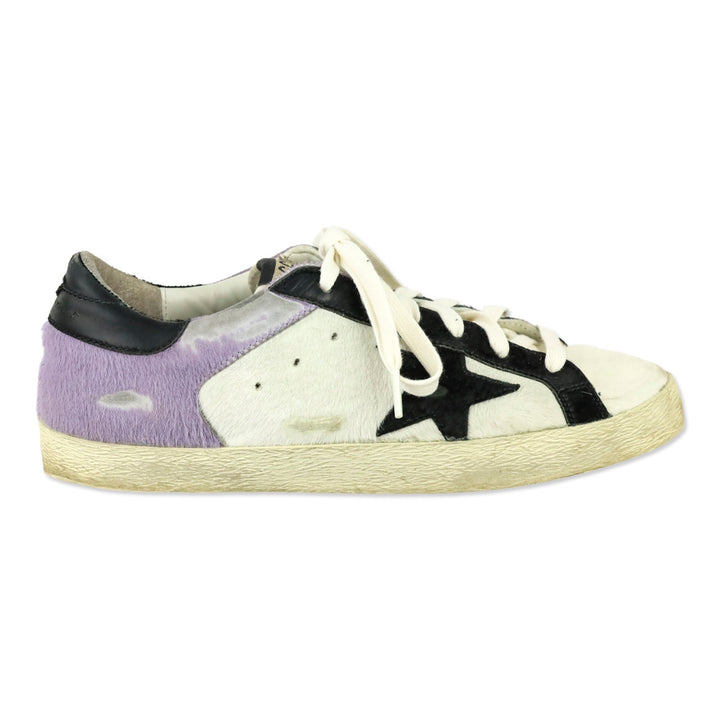 Golden Goose SuperstarPurple/White Leather and Calf Hair Low-top Sneakers