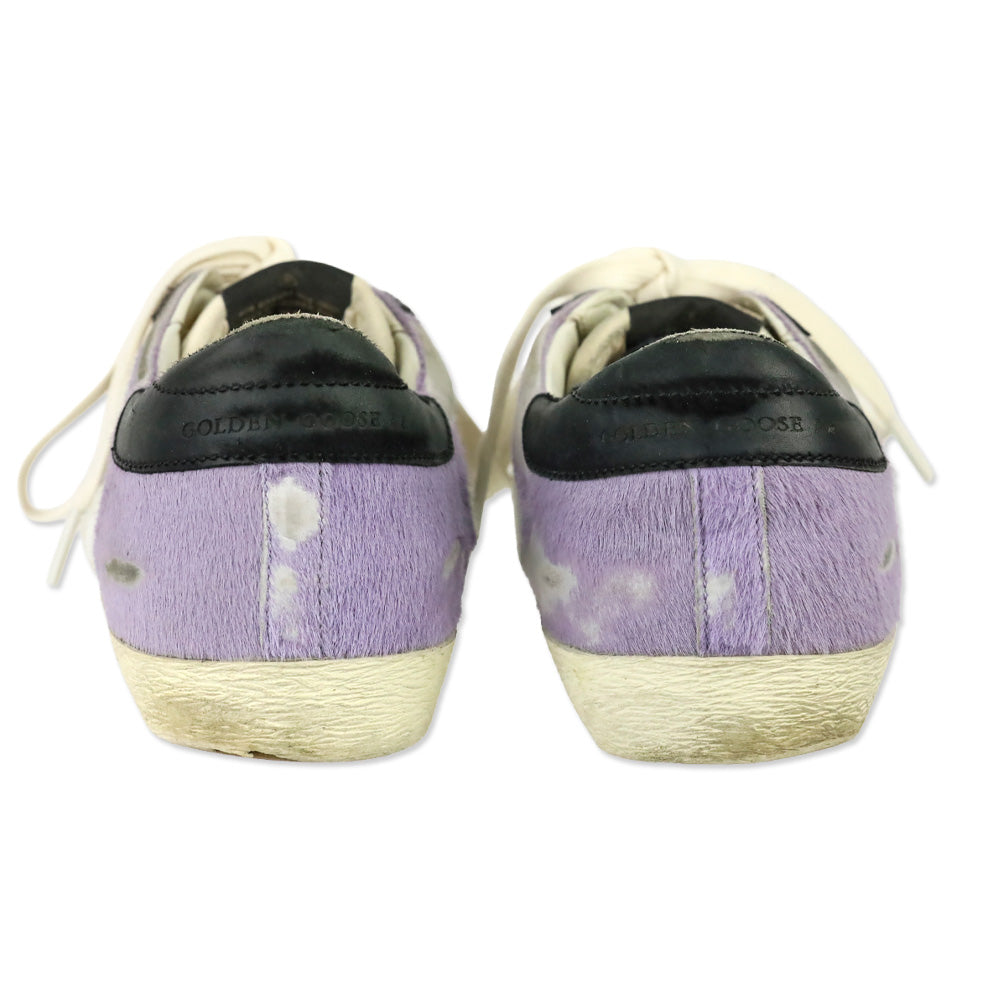 Golden Goose SuperstarPurple/White Leather and Calf Hair Low-top Sneakers