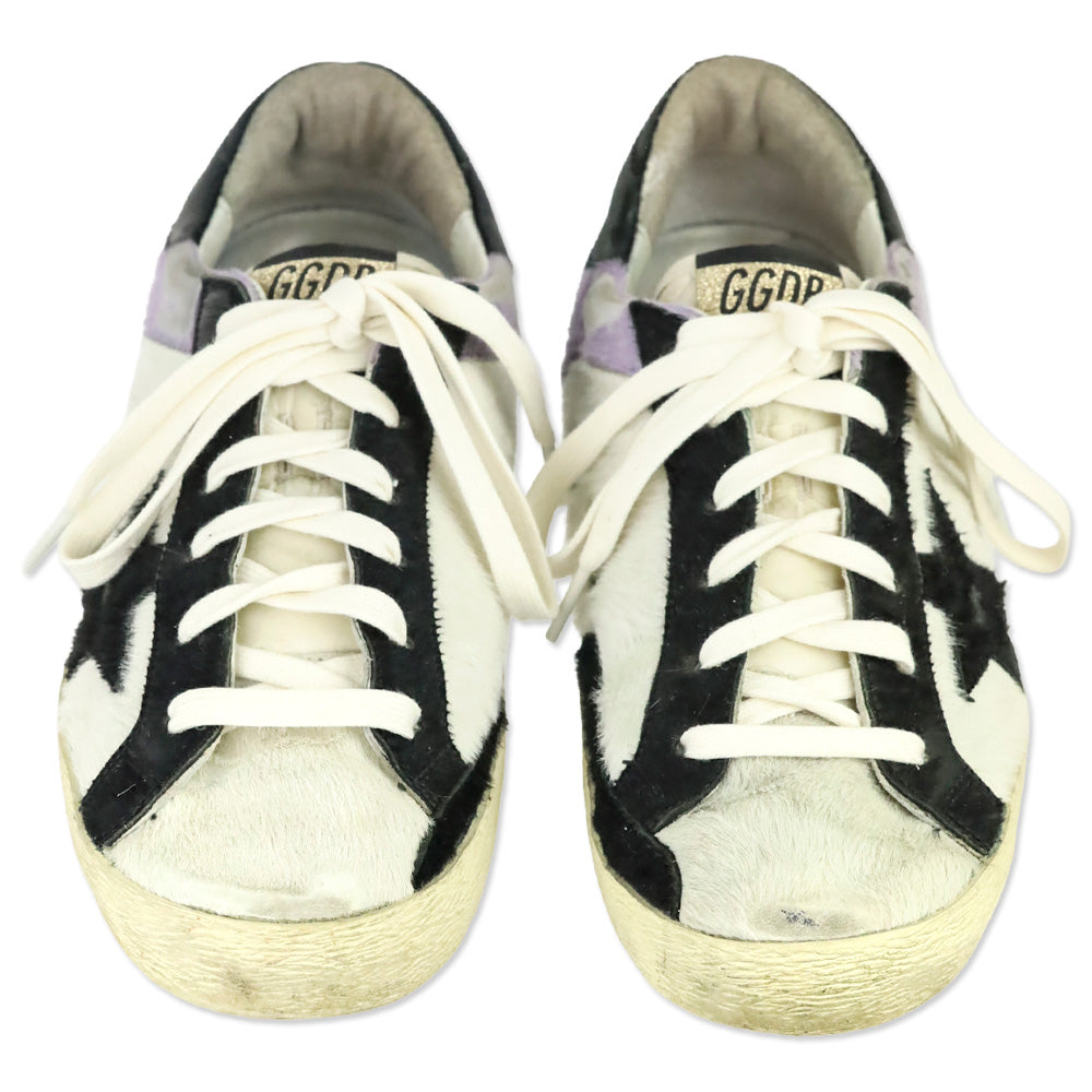 Golden Goose SuperstarPurple/White Leather and Calf Hair Low-top Sneakers