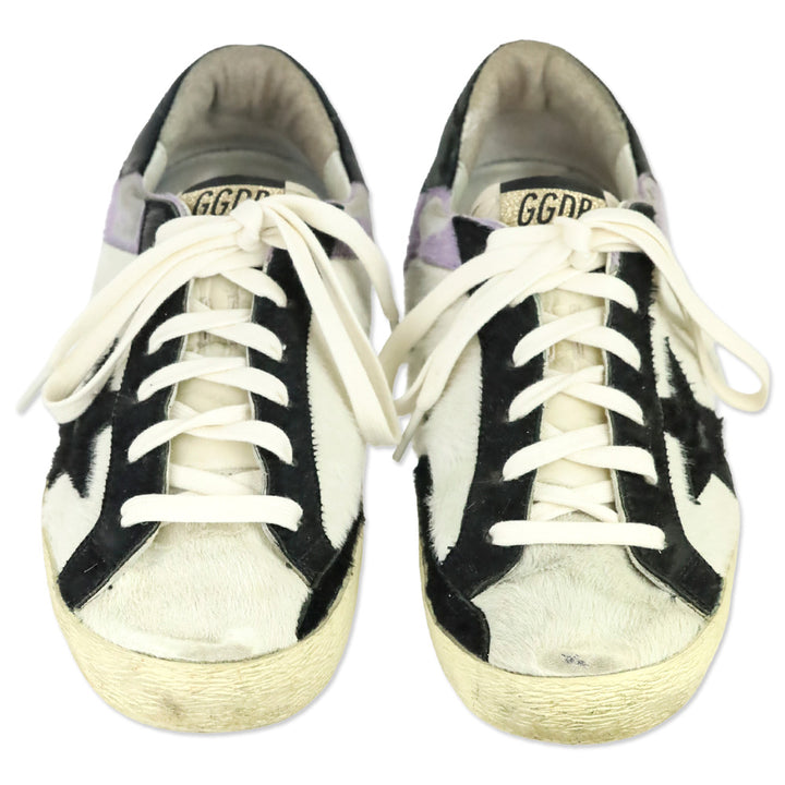 Golden Goose SuperstarPurple/White Leather and Calf Hair Low-top Sneakers