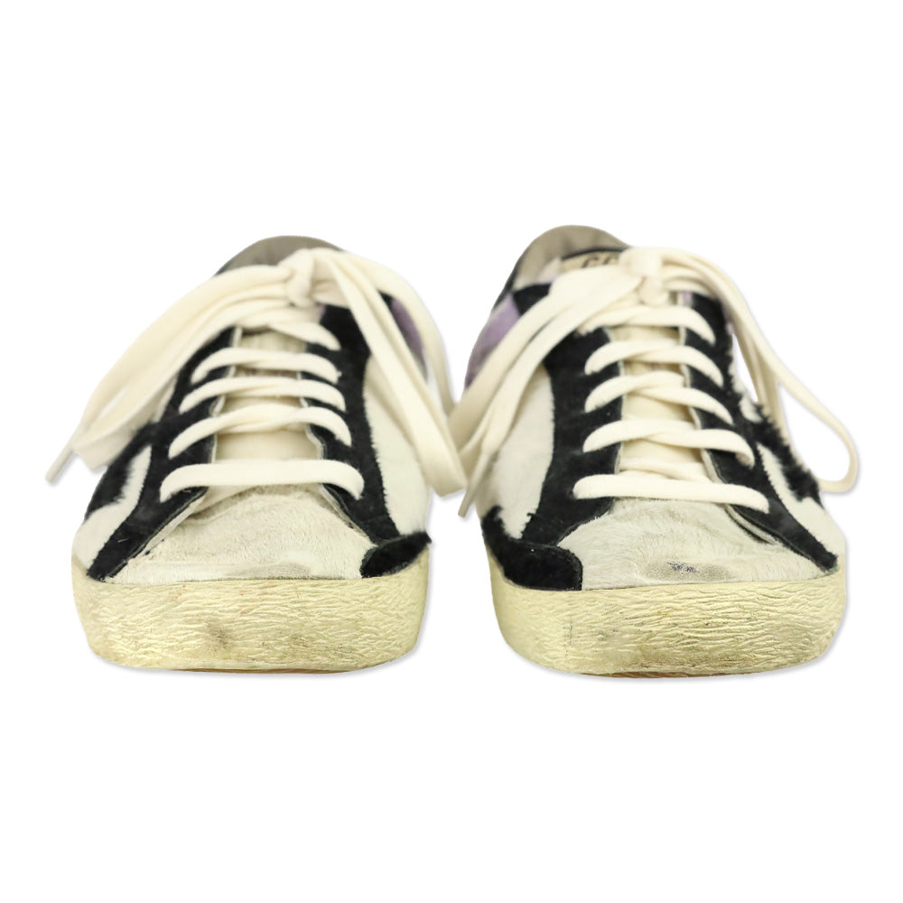 Golden Goose SuperstarPurple/White Leather and Calf Hair Low-top Sneakers