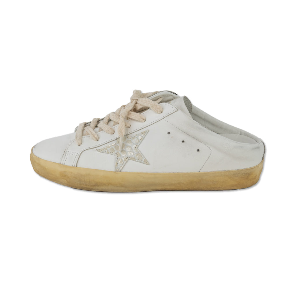 Golden Goose Superstar Sabot White Leather Croc Mule Sneakers