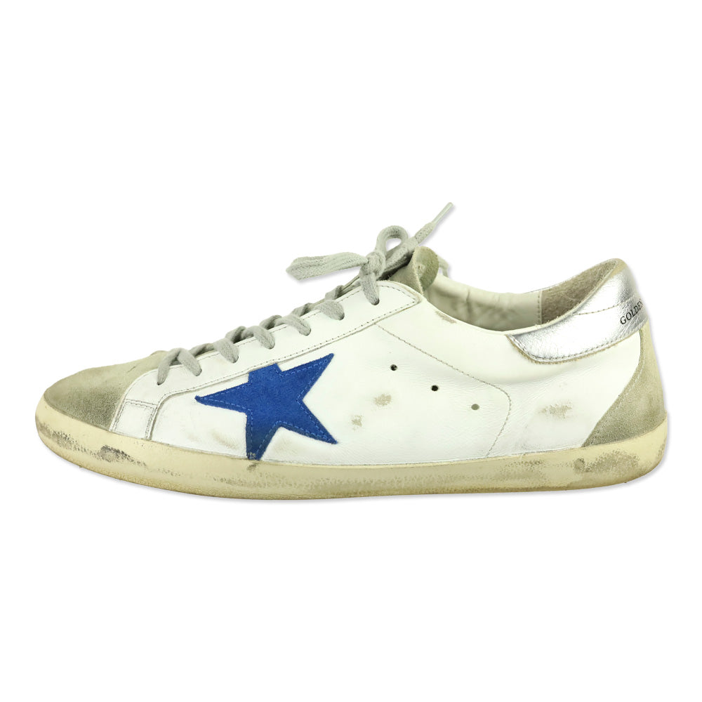Golden Goose Superstar White Electric Blue Low Top Sneakers
