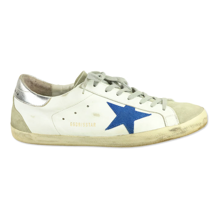 Golden Goose Superstar White Electric Blue Low Top Sneakers