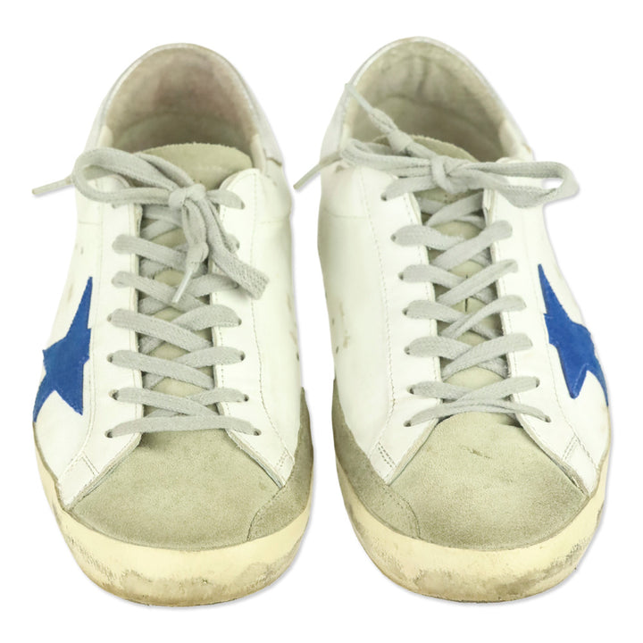 Golden Goose Superstar White Electric Blue Low Top Sneakers