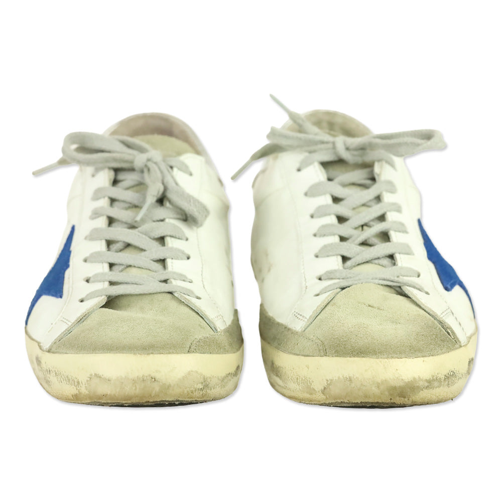 Golden Goose Superstar White Electric Blue Low Top Sneakers