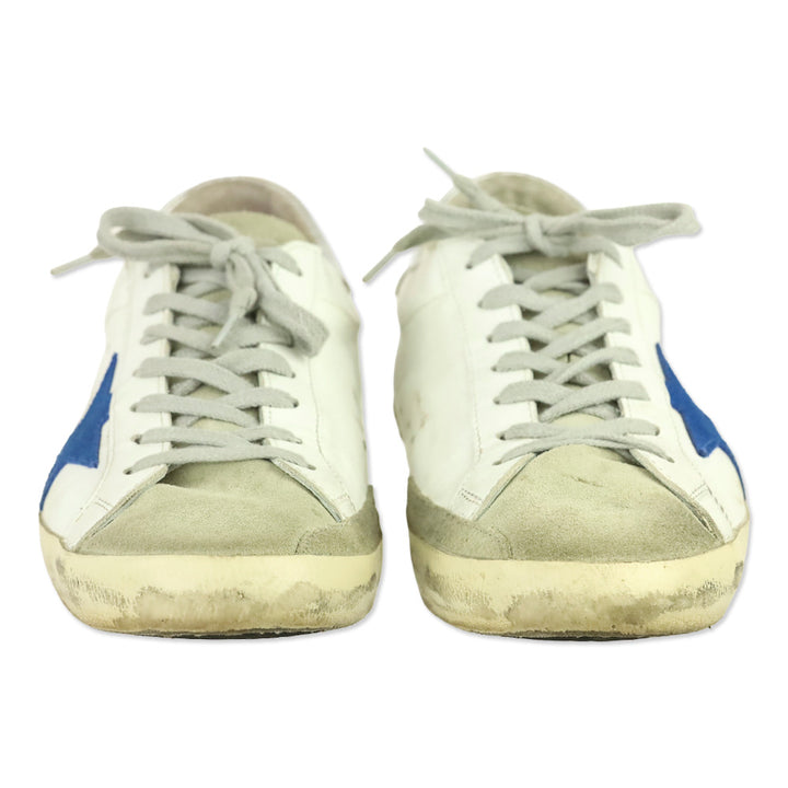 Golden Goose Superstar White Electric Blue Low Top Sneakers