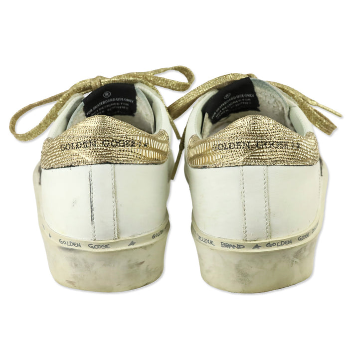 Golden Goose White Leather/Gold Croc Embossed Private Edition Hi-Star Sneakers