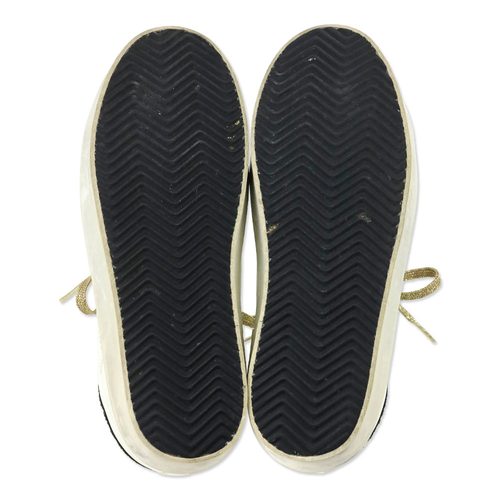 Golden Goose White Leather/Gold Croc Embossed Private Edition Hi-Star Sneakers