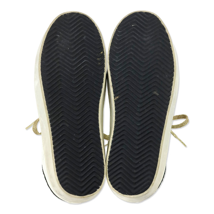 Golden Goose White Leather/Gold Croc Embossed Private Edition Hi-Star Sneakers