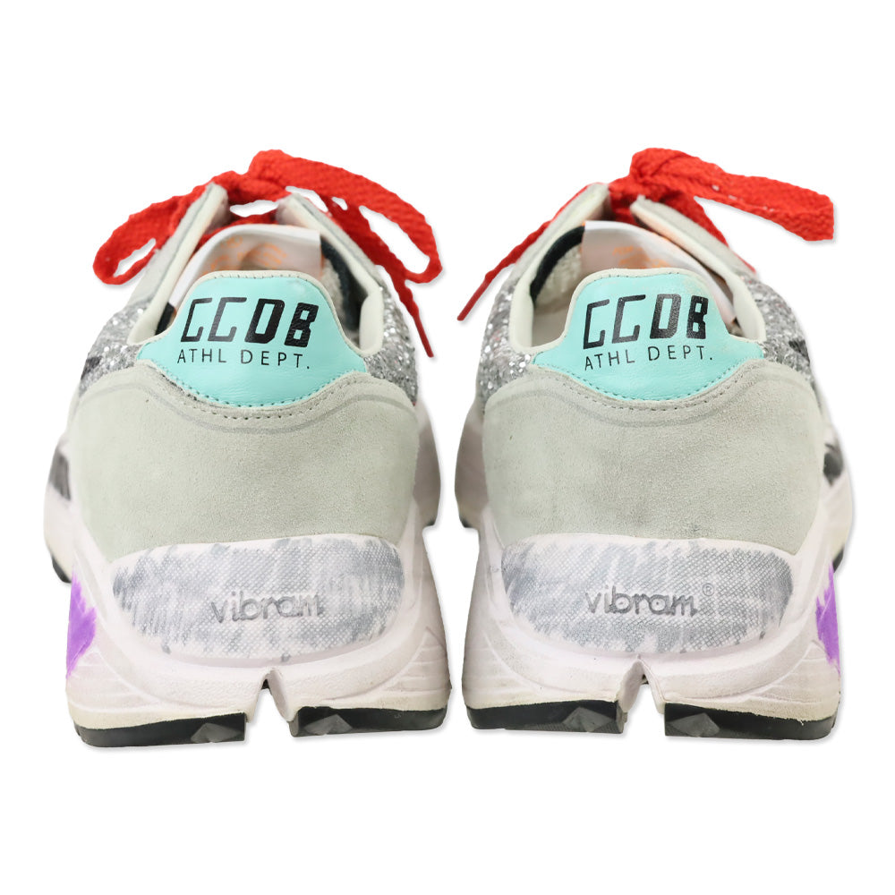 Golden Goose White Raven Glitter Star Grey Suede Sneakers