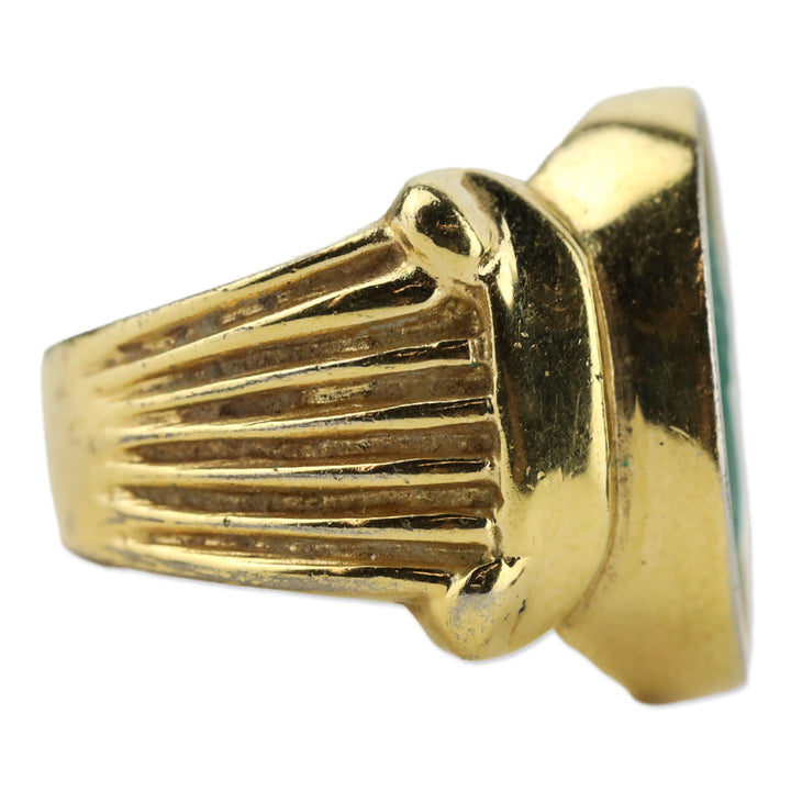 Green Cameo Gold-Tone Ring