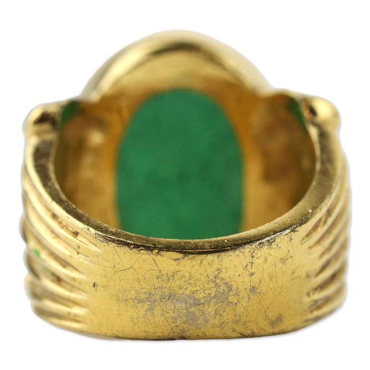 Green Cameo Gold-Tone Ring
