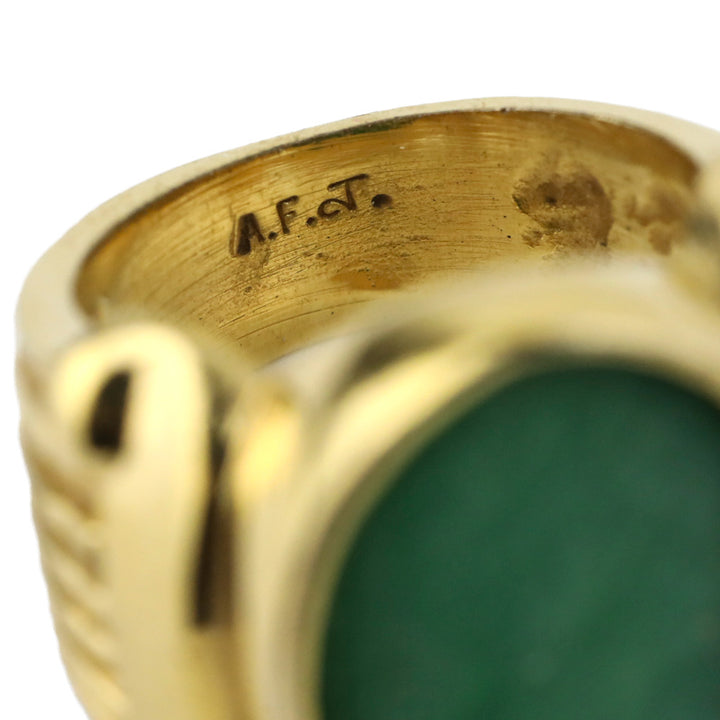 Green Cameo Gold-Tone Ring