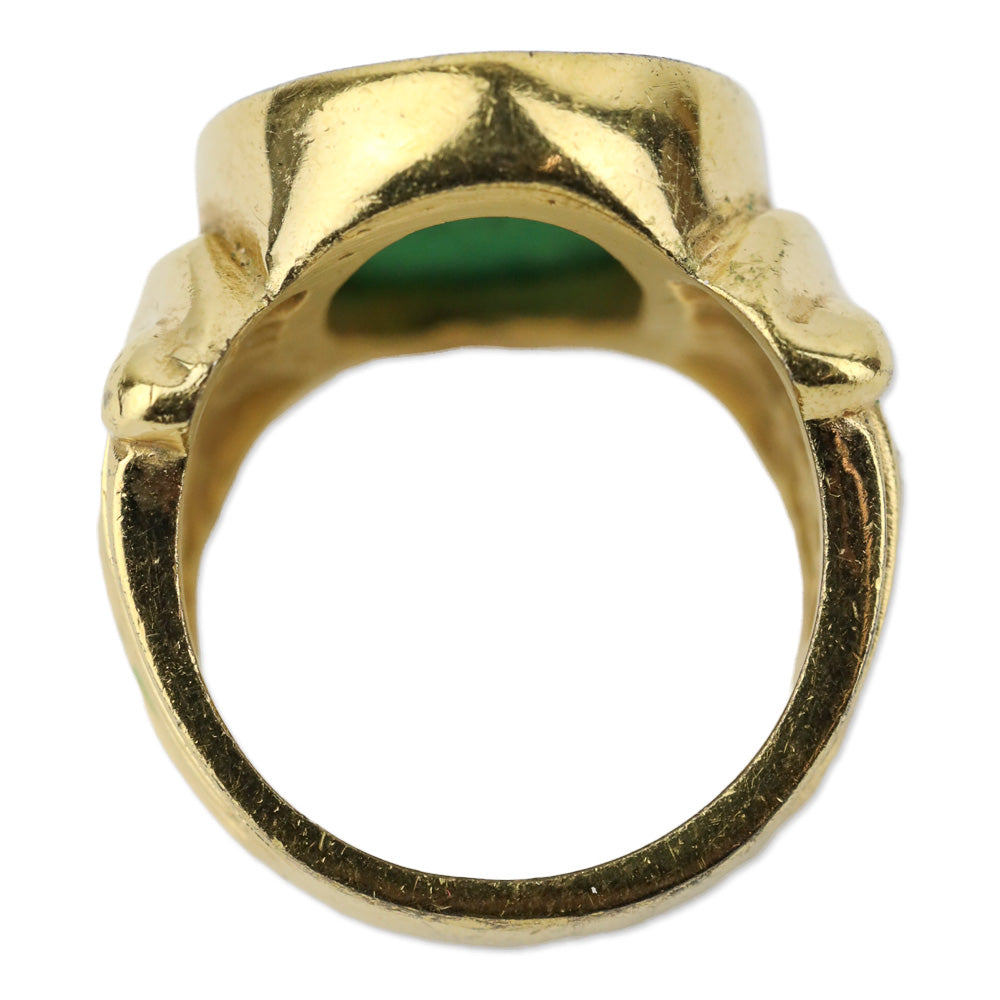 Green Cameo Gold-Tone Ring