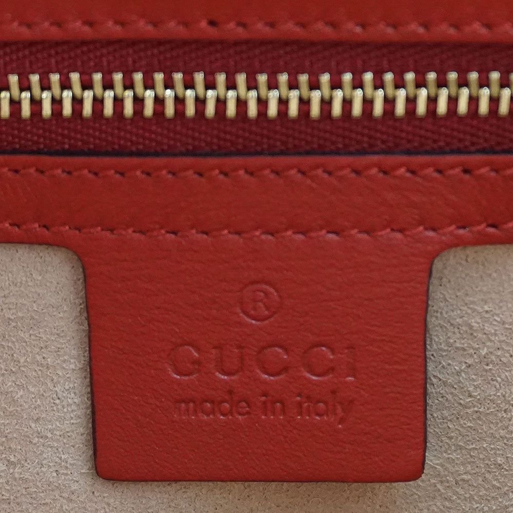 Gucci Apollo Red Leather GG Embossed Tote Bag