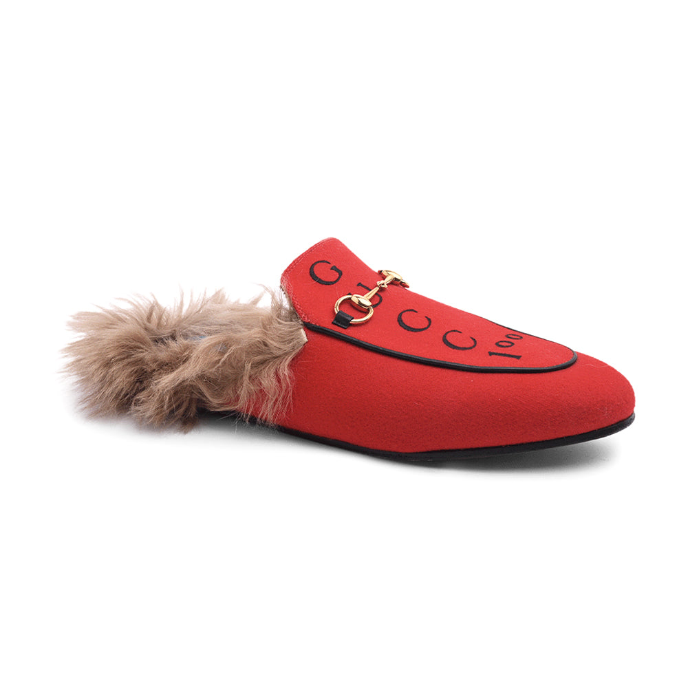 Gucci Aston Red Felt Gucci 100 Princetown Loafers