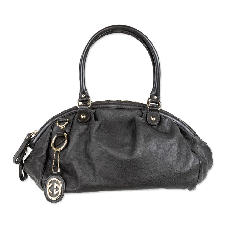 Gucci Black Guccissima Leather Sukey Boston Bag