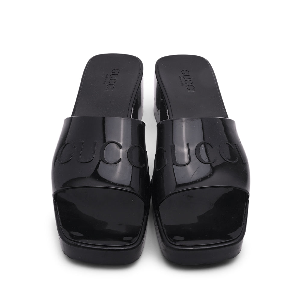 Gucci Black Rubber Slide Sandals