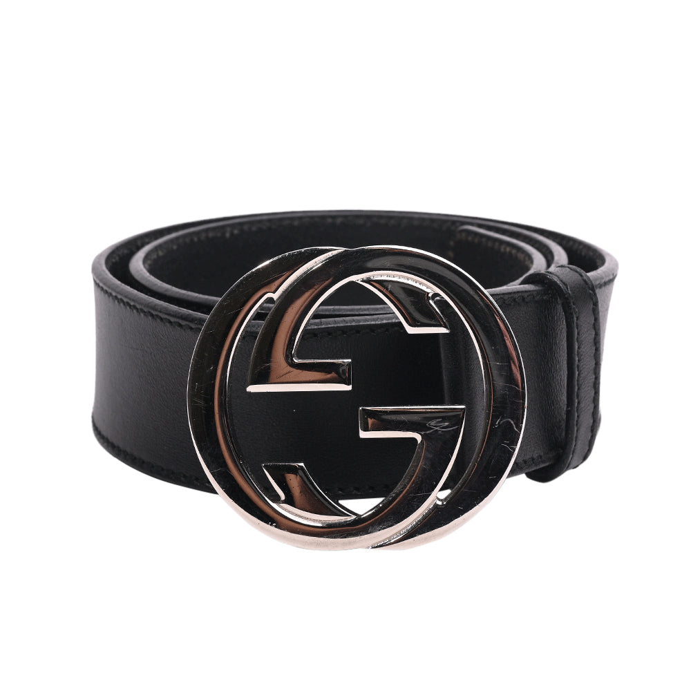 Gucci Large GG Buckle Black Leather Belt
