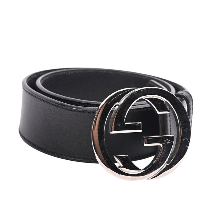 Gucci Large GG Buckle Black Leather Belt